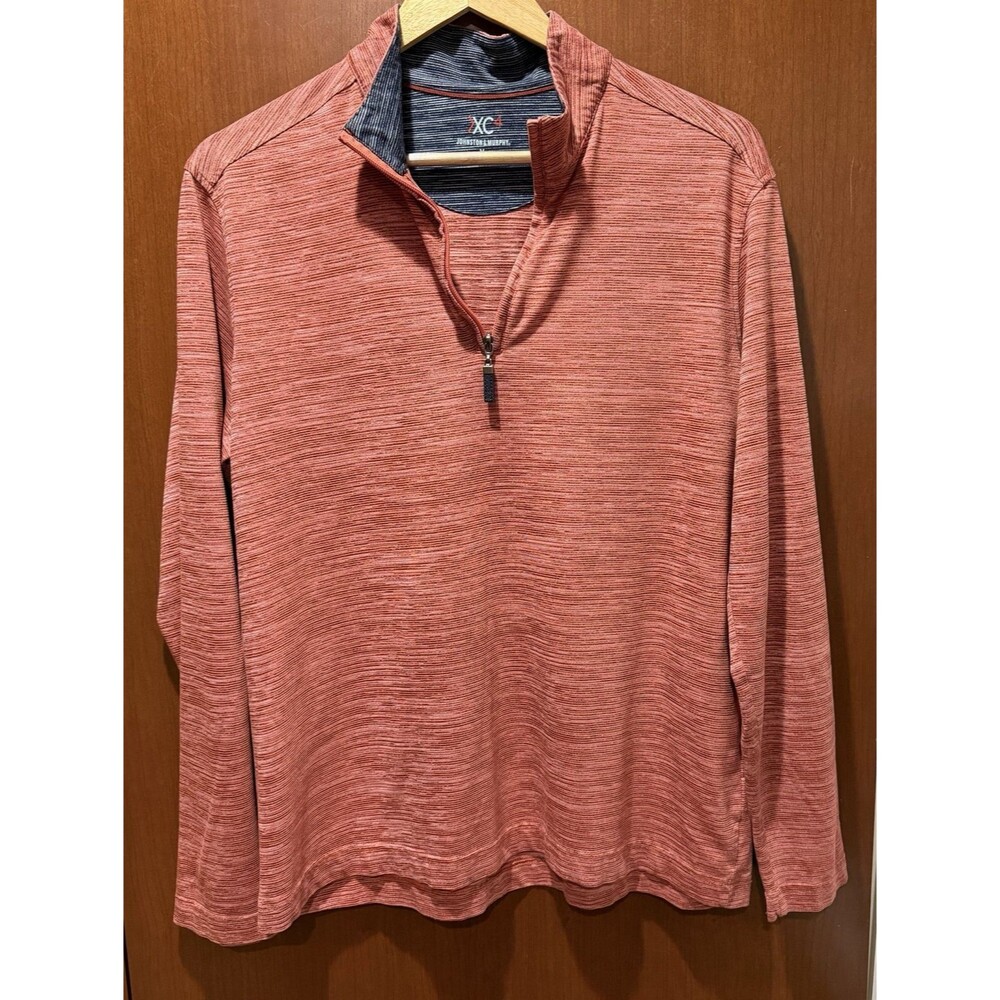 Johnston & Murphy XC4 1/4 Zip Pullover Mens Medium Red Heather Performance Golf